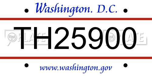 TH25900 District Of Columbia License Plate