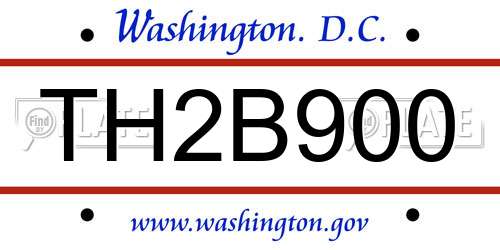 TH2B900 District Of Columbia License Plate