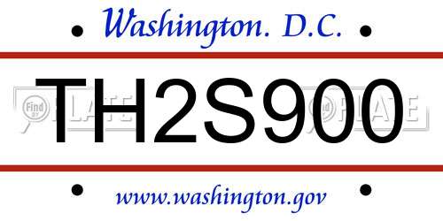 TH2S900 District Of Columbia License Plate