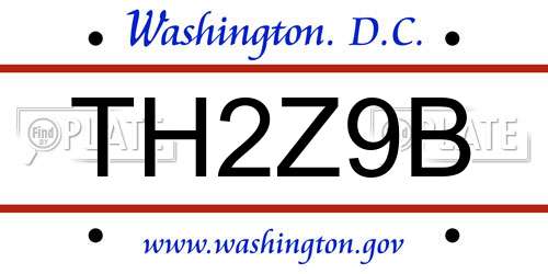 TH2Z9B District Of Columbia License Plate