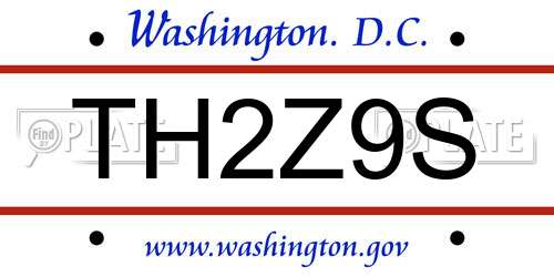 TH2Z9S District Of Columbia License Plate