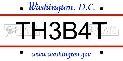 TH3B4T District Of Columbia License Plate