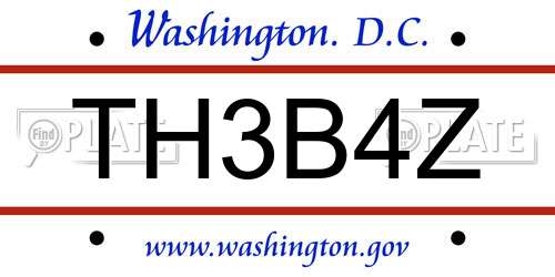 TH3B4Z District Of Columbia License Plate