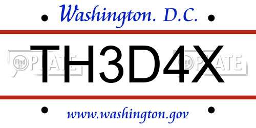 TH3D4X District Of Columbia License Plate