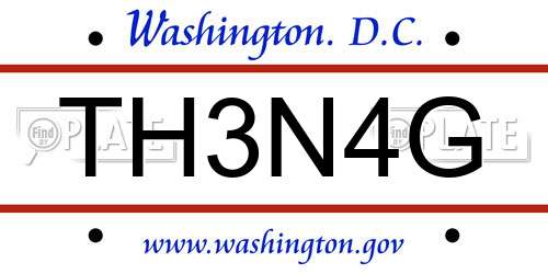 TH3N4G District Of Columbia License Plate