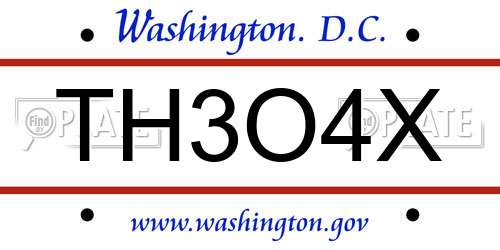 TH3O4X District Of Columbia License Plate