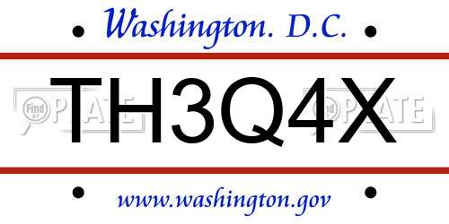 TH3Q4X District Of Columbia License Plate