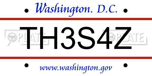 TH3S4Z District Of Columbia License Plate