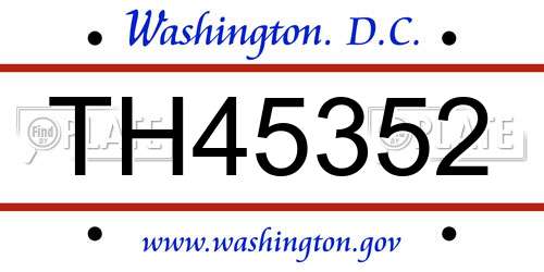 TH45352 District Of Columbia License Plate