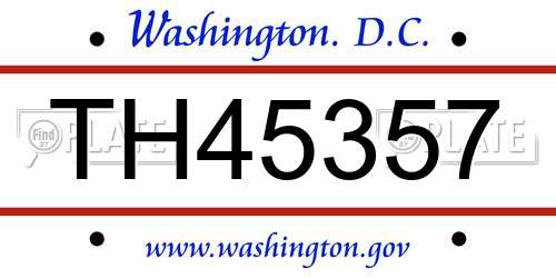 TH45357 District Of Columbia License Plate