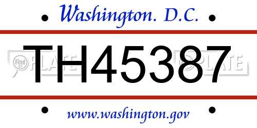 TH45387 District Of Columbia License Plate