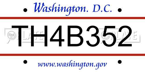 TH4B352 District Of Columbia License Plate
