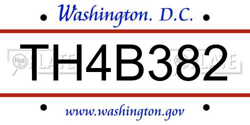 TH4B382 District Of Columbia License Plate