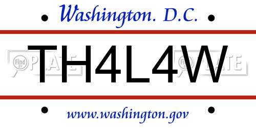 TH4L4W District Of Columbia License Plate