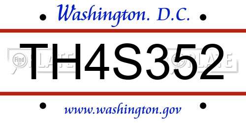 TH4S352 District Of Columbia License Plate