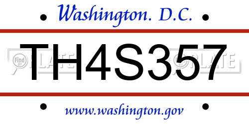 TH4S357 District Of Columbia License Plate