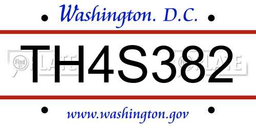 TH4S382 District Of Columbia License Plate