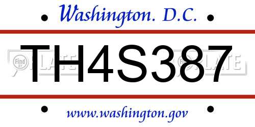 TH4S387 District Of Columbia License Plate