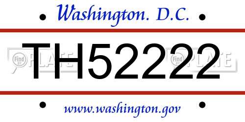 TH52222 District Of Columbia License Plate