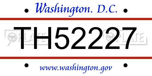 TH52227 District Of Columbia License Plate
