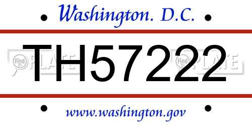 TH57222 District Of Columbia License Plate