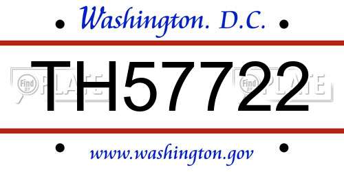 TH57722 District Of Columbia License Plate