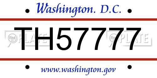 TH57777 District Of Columbia License Plate