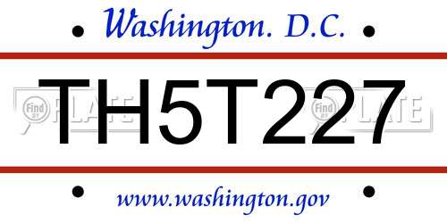 TH5T227 District Of Columbia License Plate