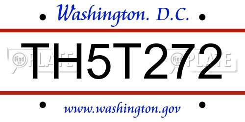 TH5T272 District Of Columbia License Plate