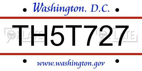TH5T727 District Of Columbia License Plate