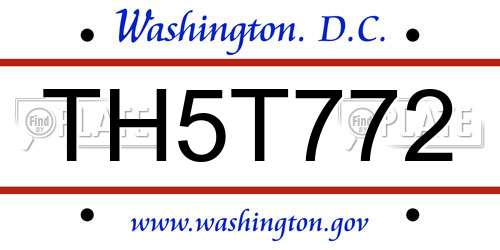 TH5T772 District Of Columbia License Plate