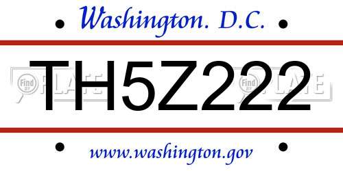 TH5Z222 District Of Columbia License Plate