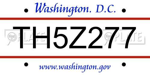 TH5Z277 District Of Columbia License Plate
