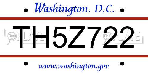 TH5Z722 District Of Columbia License Plate