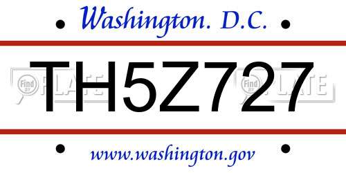 TH5Z727 District Of Columbia License Plate