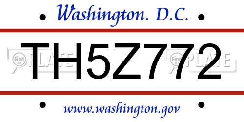 TH5Z772 District Of Columbia License Plate