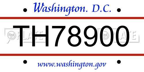 TH78900 District Of Columbia License Plate