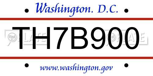 TH7B900 District Of Columbia License Plate