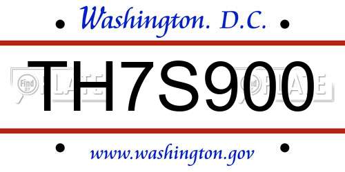 TH7S900 District Of Columbia License Plate