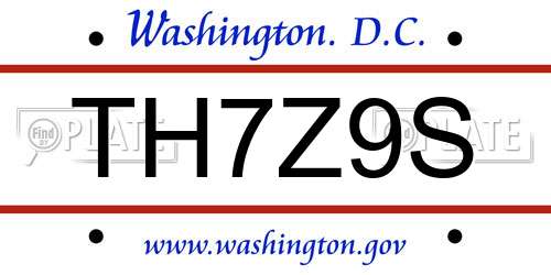 TH7Z9S District Of Columbia License Plate