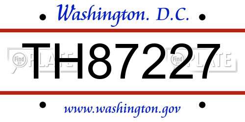 TH87227 District Of Columbia License Plate