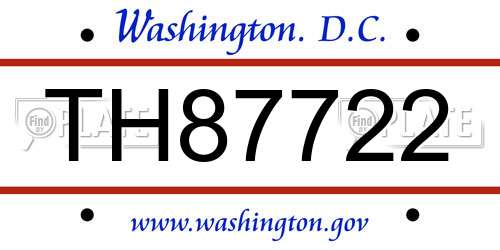 TH87722 District Of Columbia License Plate