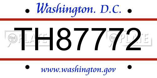 TH87772 District Of Columbia License Plate