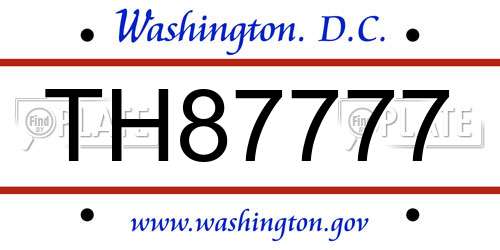 TH87777 District Of Columbia License Plate