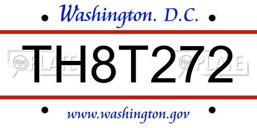TH8T272 District Of Columbia License Plate