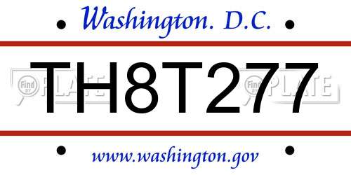 TH8T277 District Of Columbia License Plate
