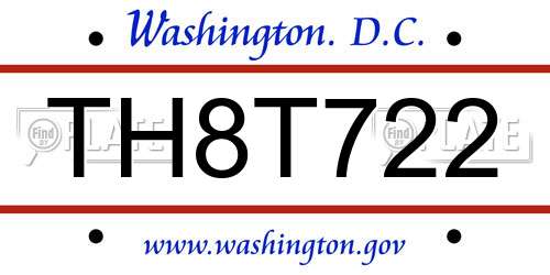 TH8T722 District Of Columbia License Plate