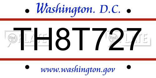 TH8T727 District Of Columbia License Plate