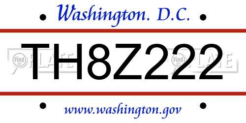 TH8Z222 District Of Columbia License Plate
