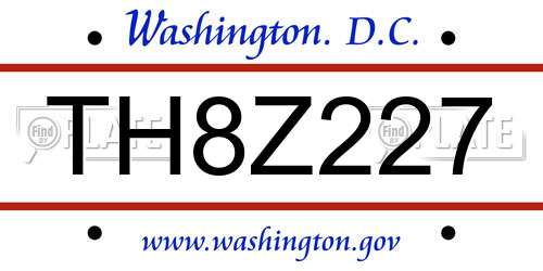 TH8Z227 District Of Columbia License Plate